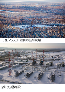 写真：イチョディンスコエ油田の採掘現場、原油処理施設